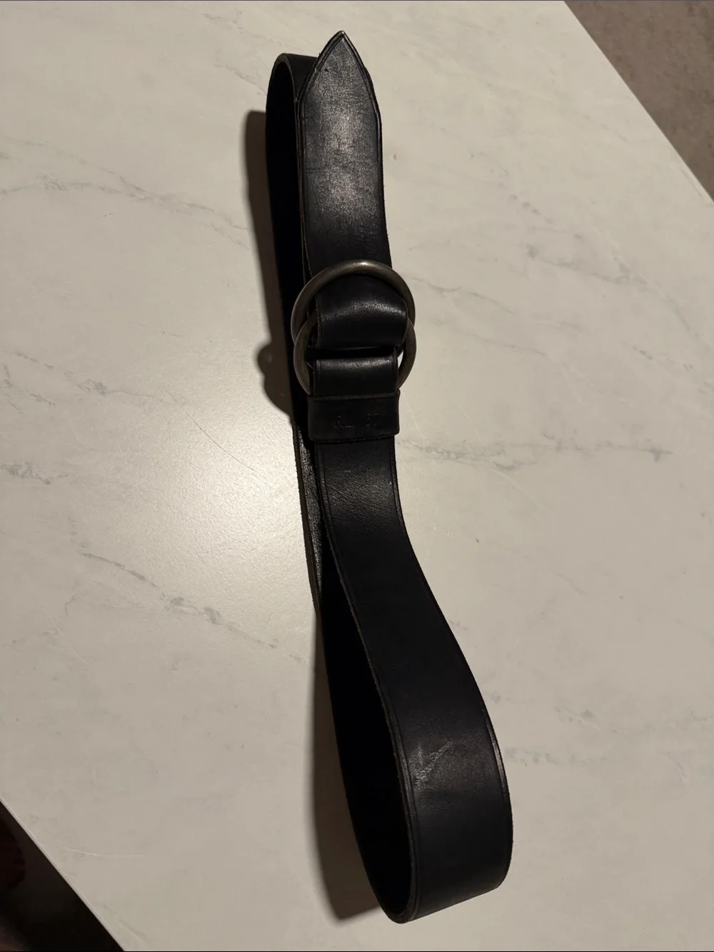 RARE Ralph Lauren RL67 Black Leather Ring-Buckle Belt